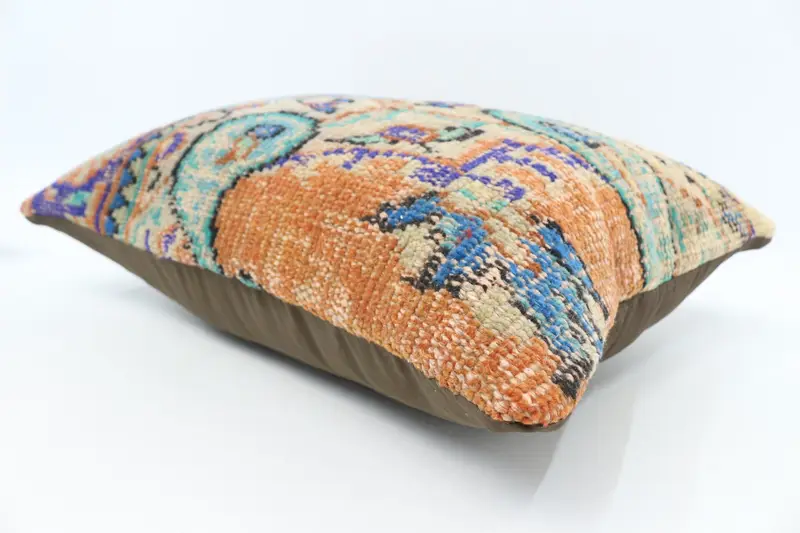 Turkish Kilim Pillow, Pet Cushion Case, Colorful Pillow Case, 16x24 Blue Pillow Cover, Pillow for Couch, Gift Pillow, Cushion Case - 6