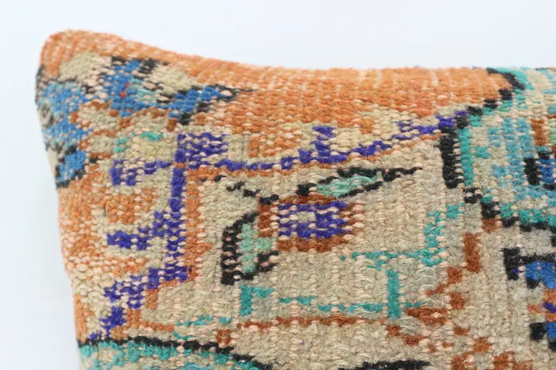 Turkish Kilim Pillow, Pet Cushion Case, Colorful Pillow Case, 16x24 Blue Pillow Cover, Pillow for Couch, Gift Pillow, Cushion Case - 2