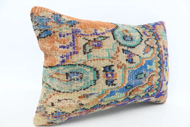 Turkish Kilim Pillow, Pet Cushion Case, Colorful Pillow Case, 16x24 Blue Pillow Cover, Pillow for Couch, Gift Pillow, Cushion Case - 3