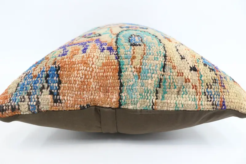 Turkish Kilim Pillow, Pet Cushion Case, Colorful Pillow Case, 16x24 Blue Pillow Cover, Pillow for Couch, Gift Pillow, Cushion Case - 5