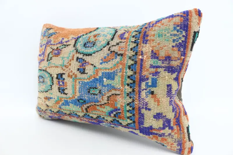 Turkish Kilim Pillow, Pet Cushion Case, Colorful Pillow Case, 16x24 Blue Pillow Cover, Pillow for Couch, Gift Pillow, Cushion Case - 4