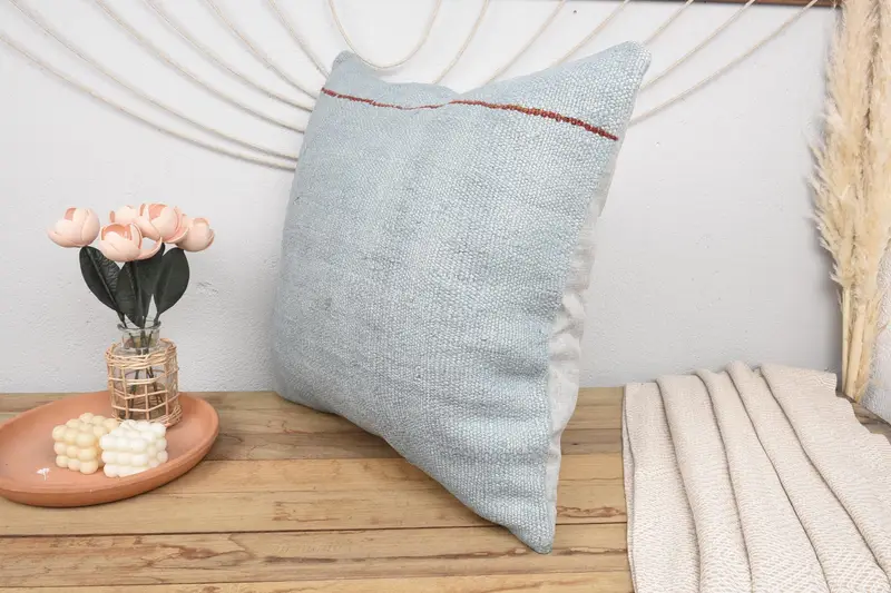 Handmade Kilim Cushion, Gift Pillow, Cushion Case, Vintage Kilim Throw Pillow, Rustic Pillow Case, 24x24 Gray Cushion Case, Rustic Cushion Case - 4