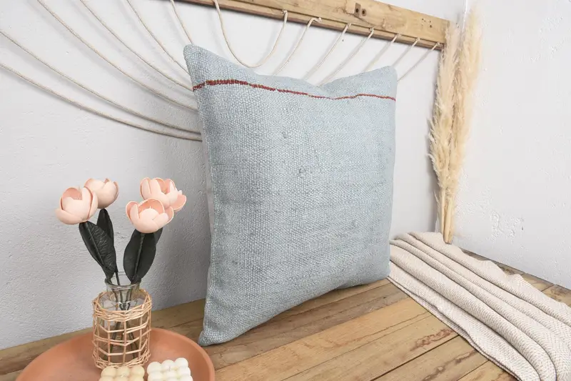 Handmade Kilim Cushion, Gift Pillow, Cushion Case, Vintage Kilim Throw Pillow, Rustic Pillow Case, 24x24 Gray Cushion Case, Rustic Cushion Case - 1