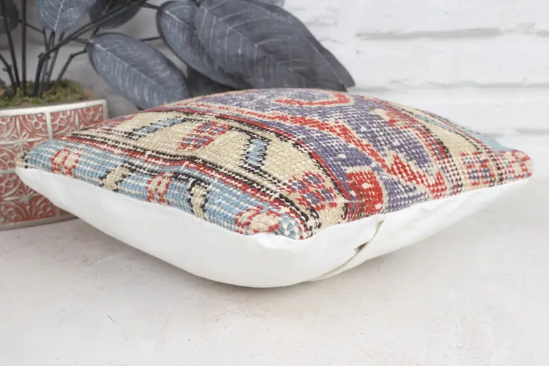 Interior Designer Pillow, Pillow for Couch, Cushion Case, Morroccon Kilim Cushion Cushion Case, Turkish Kilim Pillow, 12x12 Blue Cushion - 6