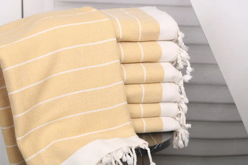 Mustard Cotton Beach Towel Handmade Personalized Gift, 40x71 Inches