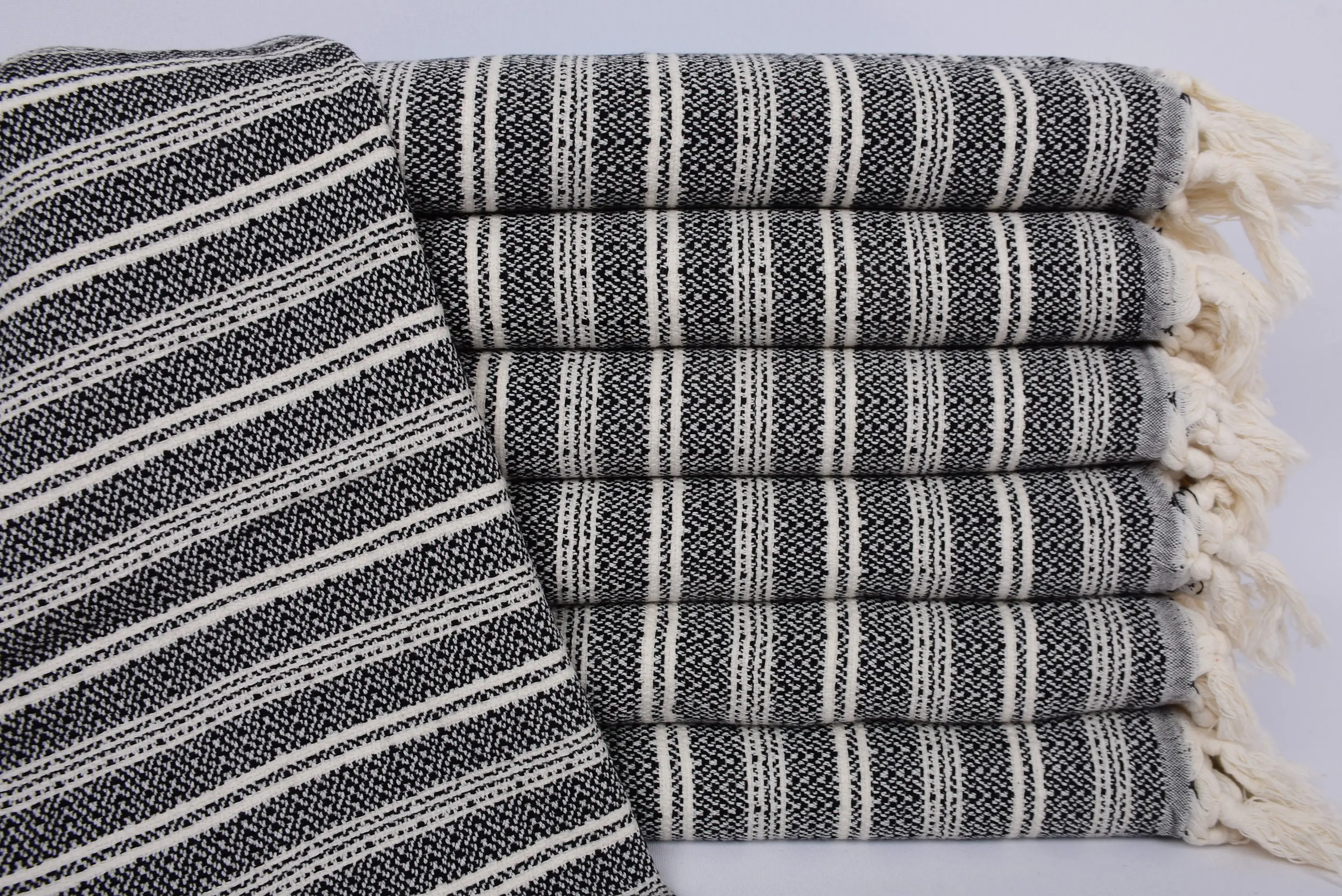 Monogram Hand Towel, 32x18 inches, Black Organic Cotton Tea Towel - 1