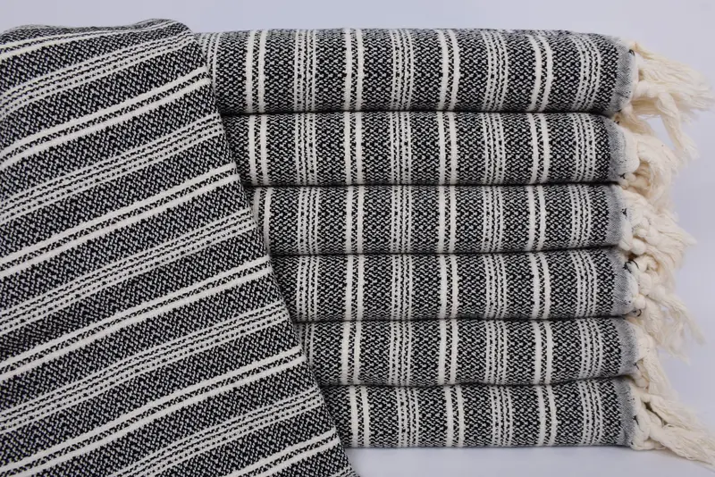 Monogram Hand Towel, 32x18 inches, Black Organic Cotton Tea Towel