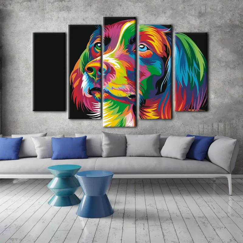 Estampado colorido de perros, arte de pared de perros, arte de pared de animales, póster de perros, lienzo de perros, póster de animales, arte de pared abstracto, arte de pared colorido, estampado de perros, - 8
