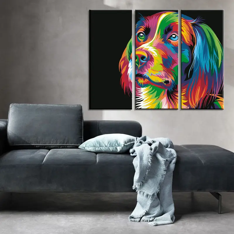 Estampado colorido de perros, arte de pared de perros, arte de pared de animales, póster de perros, lienzo de perros, póster de animales, arte de pared abstracto, arte de pared colorido, estampado de perros, - 6
