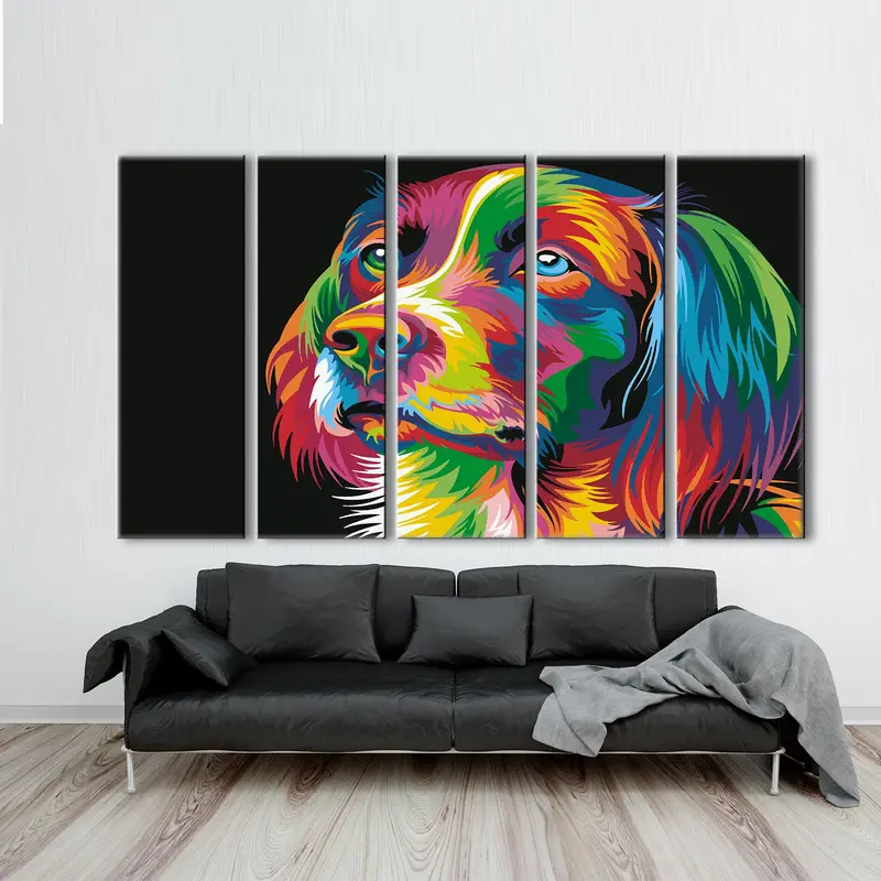 Estampado colorido de perros, arte de pared de perros, arte de pared de animales, póster de perros, lienzo de perros, póster de animales, arte de pared abstracto, arte de pared colorido, estampado de perros, - 7