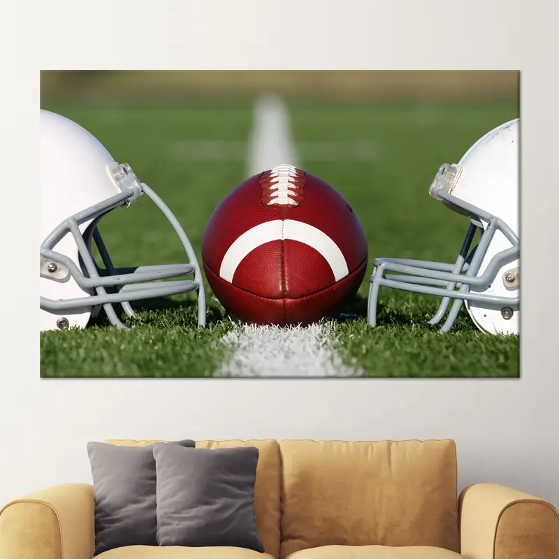 Elegant Football Helmet Canvas Print: Artistic Sports Decor