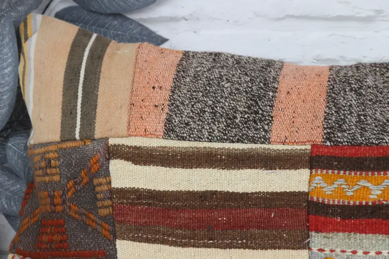 Vintage Pillow, Cushion Case, Aztec Pillow Cover, Handmade Kilim Cushion, 16x48 Beige Pillow, Meditation Pillow Case, Vintage Kilim Pillow - 2