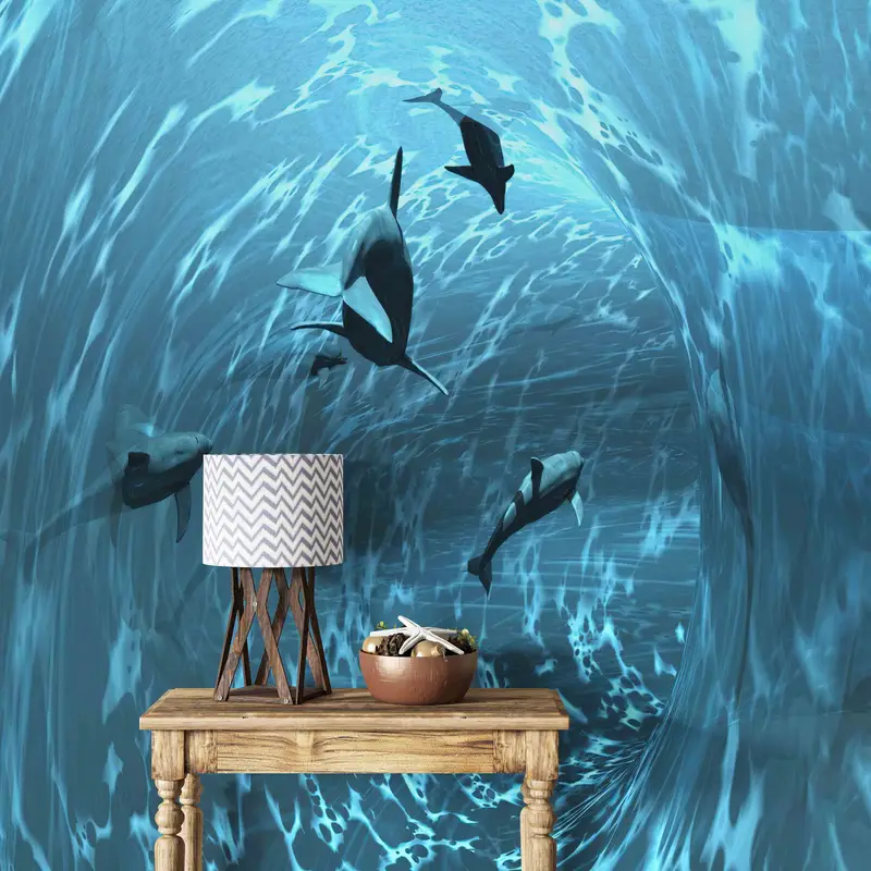 3D Paper Art, Sea Landscape Paper Craft, Animal Paper Art, Blue Wall Mural, Aquarium Paper Craft, Paper Cutting Art, Accent Wall, - 6