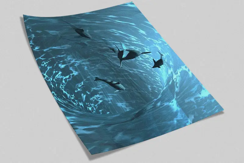 3D Paper Art, Sea Landscape Paper Craft, Animal Paper Art, Blue Wall Mural, Aquarium Paper Craft, Paper Cutting Art, Accent Wall, - 8