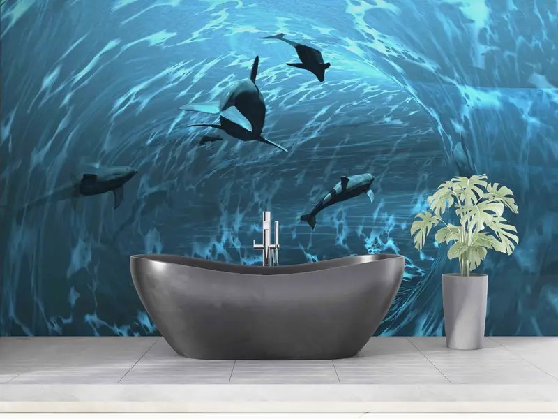 3D Paper Art, Sea Landscape Paper Craft, Animal Paper Art, Blue Wall Mural, Aquarium Paper Craft, Paper Cutting Art, Accent Wall, - 7