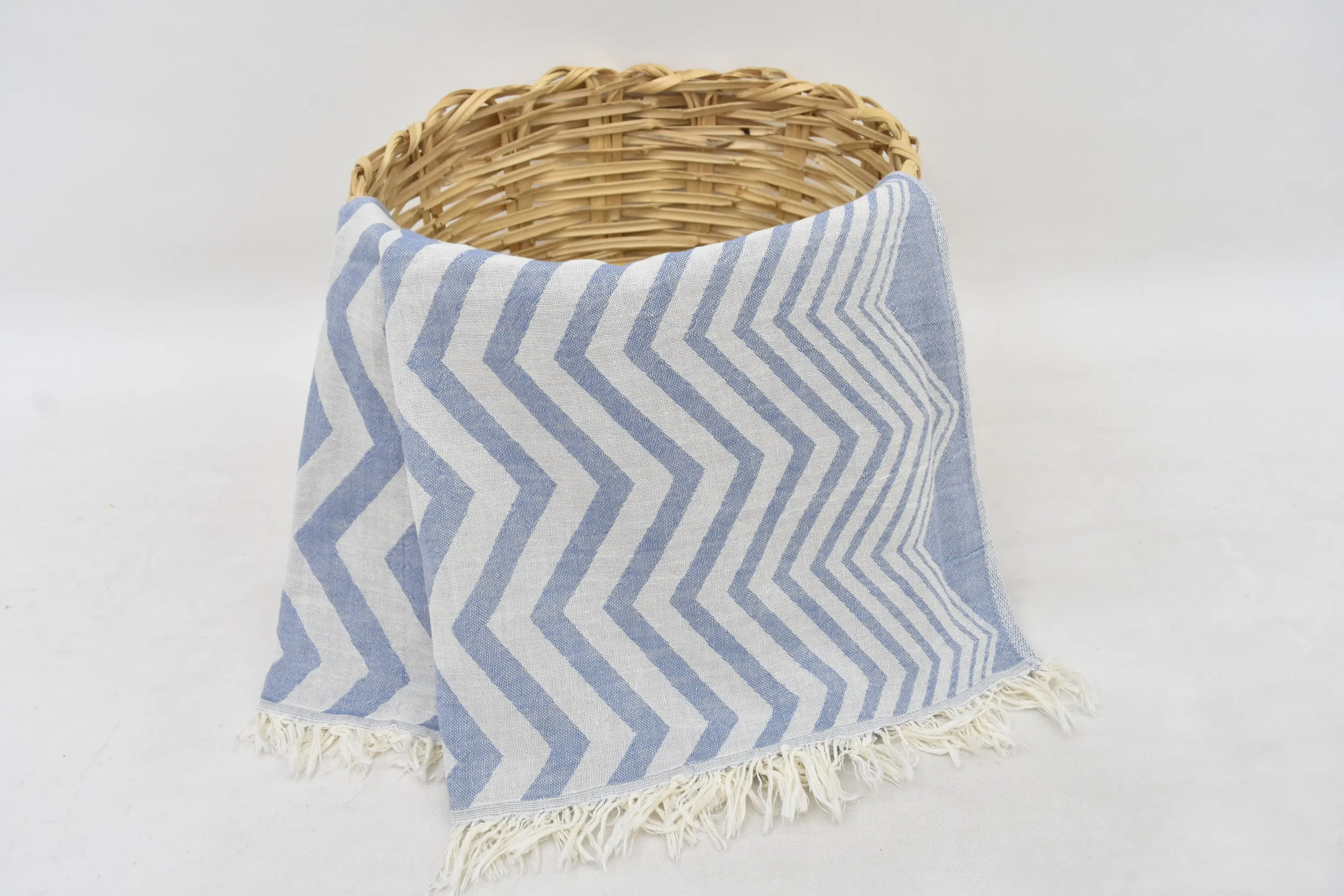 Bridesmaid Gift Blue Zigzag Design Hand Towel, 40x24 Inches - 1