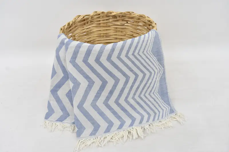 Bridesmaid Gift Blue Zigzag Design Hand Towel, 40x24 Inches