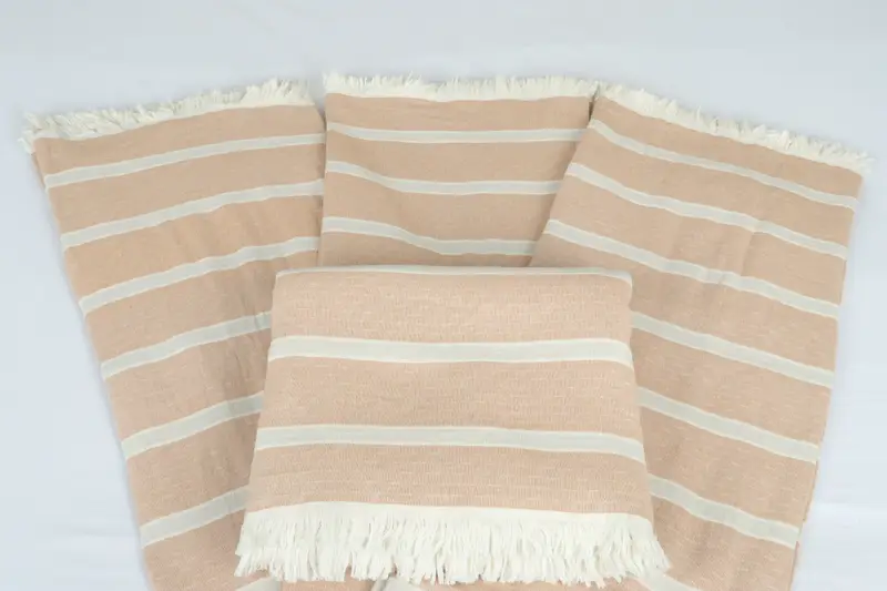 Throw Blankets, Boho Throw Blankets, Turkish Blanket, 96x84 Cotton Striped Towel, Woven Throw Blanket, Beach Theme Wedding Gift, Turkish Tablecloth - 5