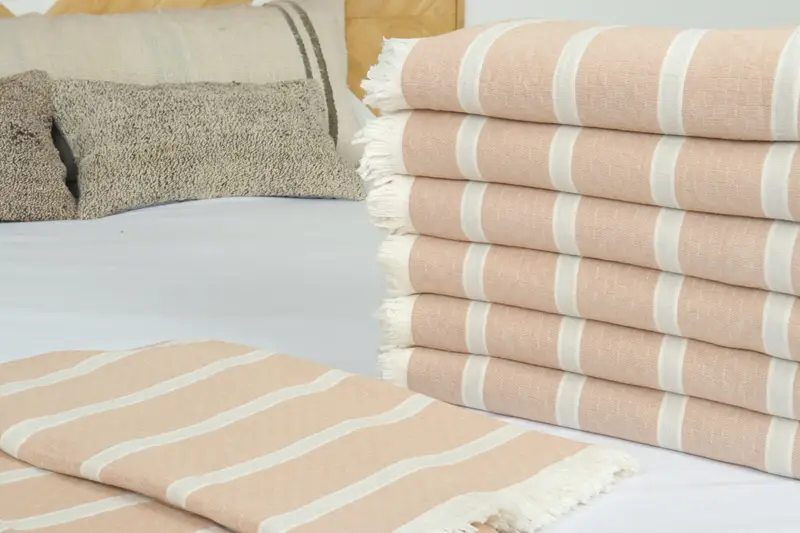 Throw Blankets, Boho Throw Blankets, Turkish Blanket, 96x84 Cotton Striped Towel, Woven Throw Blanket, Beach Theme Wedding Gift, Turkish Tablecloth - 3