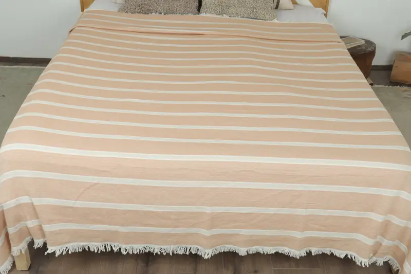 Throw Blankets, Boho Throw Blankets, Turkish Blanket, 96x84 Cotton Striped Towel, Woven Throw Blanket, Beach Theme Wedding Gift, Turkish Tablecloth - 8
