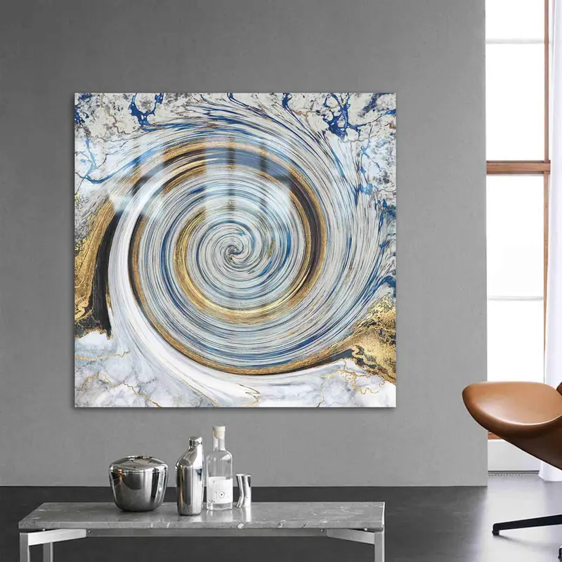 エレガントなゴールド大理石の抽象プリントガラス - 豪華で現代的なデザイン