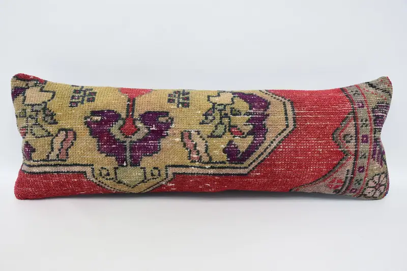 12x36 Red Cushion Cover, Pillow Sham, Vintage Kilim Pillow, Interior Designer Pillow, Handmade Kilim Cushion, One Of A Kind Cushion Cover - 1