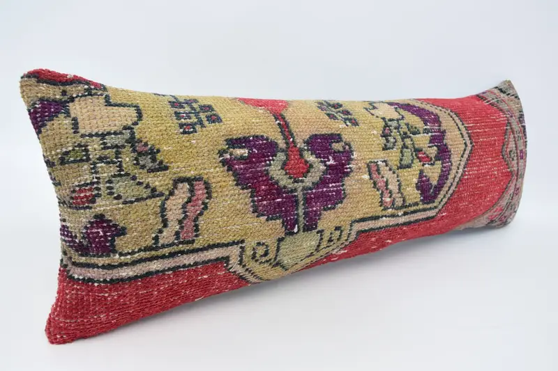 12x36 Red Cushion Cover, Pillow Sham, Vintage Kilim Pillow, Interior Designer Pillow, Handmade Kilim Cushion, One Of A Kind Cushion Cover - 3