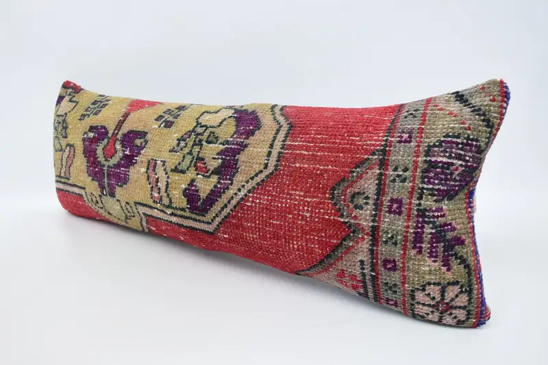 12x36 Red Cushion Cover, Pillow Sham, Vintage Kilim Pillow, Interior Designer Pillow, Handmade Kilim Cushion, One Of A Kind Cushion Cover - 4