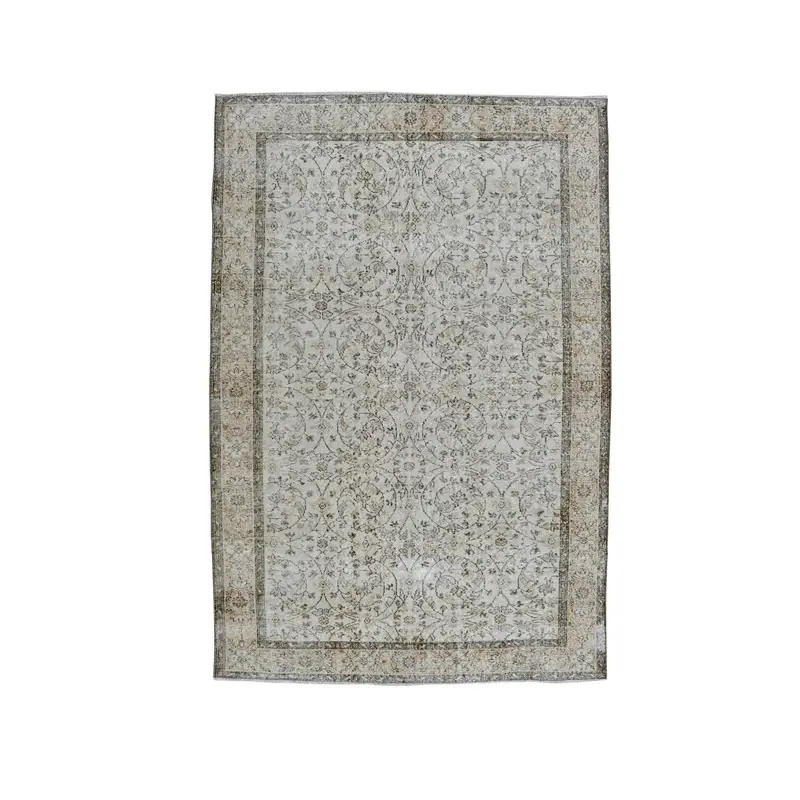 6.3x9.4 ft Turkish Vintage Rug, Large Rug, Gray Oushak Ombré Rug - 1