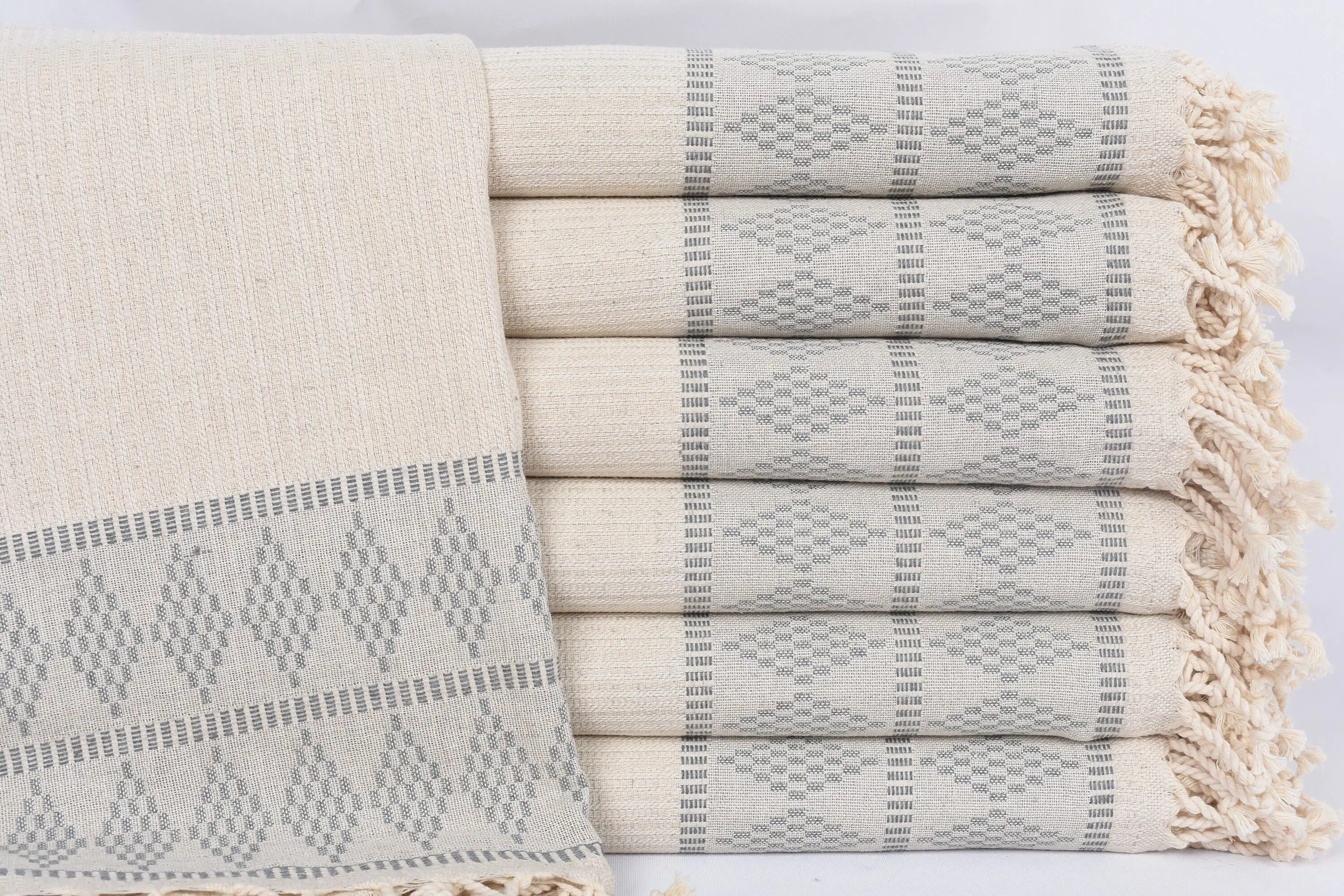 Housewarming Monogram Gray Kilim Design Towel, 70x36 Inches - 1
