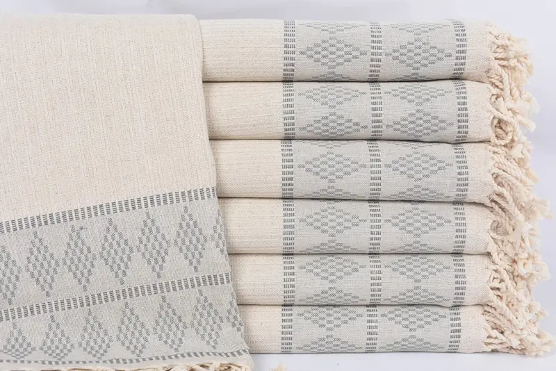 Housewarming Monogram Gray Kilim Design Towel, 70x36 Inches