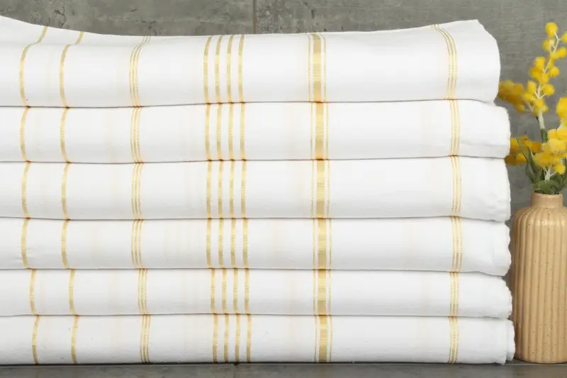 Cotton Towel Gold Striped Organic Turkish, Bridesmaid Gift, 40x71 Inches
