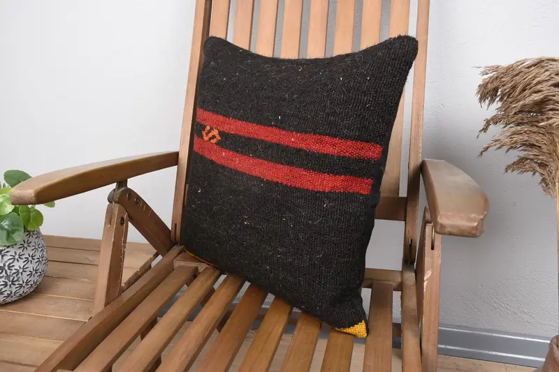18x18 Red Pillow, Pillow for Sofa, Retro Throw Cushion Case, Pillow, Turkish Kilim Pillow, Bolster Pillow Case, Interior Designer Pillow - 3