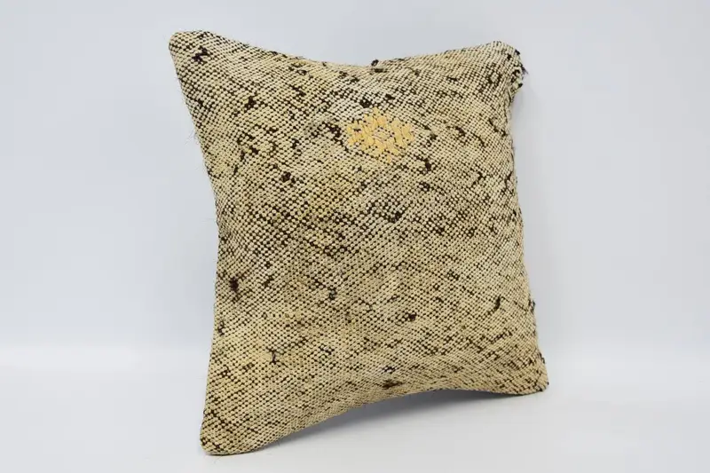 Ethnical Kilim Rug Pillow, Cushion Cover, 12x12 Brown Cushion Case, Boho Pillow Sham Cover, Bolster Throw Pillow Cover, Turkish Kilim Pillow - 3