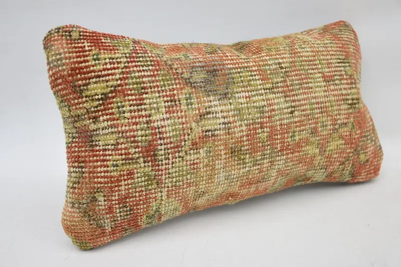 Outdoor Bolster Pillow, Vintage Kilim Pillow, Cushion Case, 8x16 Red Pillow Sham, One Of A Kind Pillow Sham, Pillow for Couch, Kilim Cushion Sham - 2