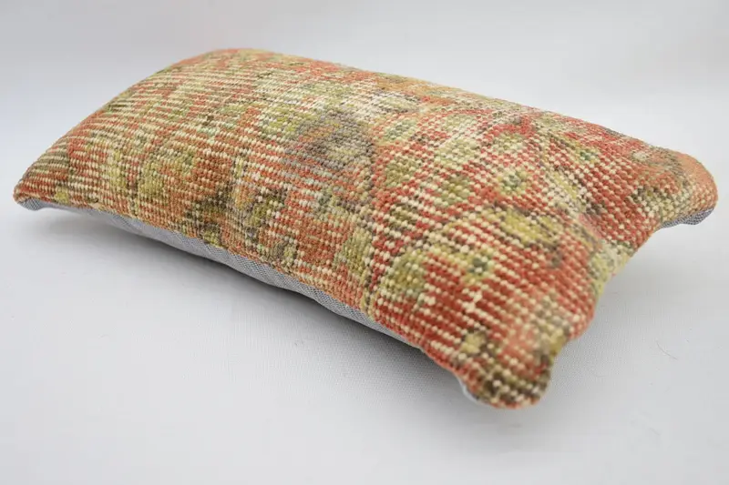 Outdoor Bolster Pillow, Vintage Kilim Pillow, Cushion Case, 8x16 Red Pillow Sham, One Of A Kind Pillow Sham, Pillow for Couch, Kilim Cushion Sham - 5