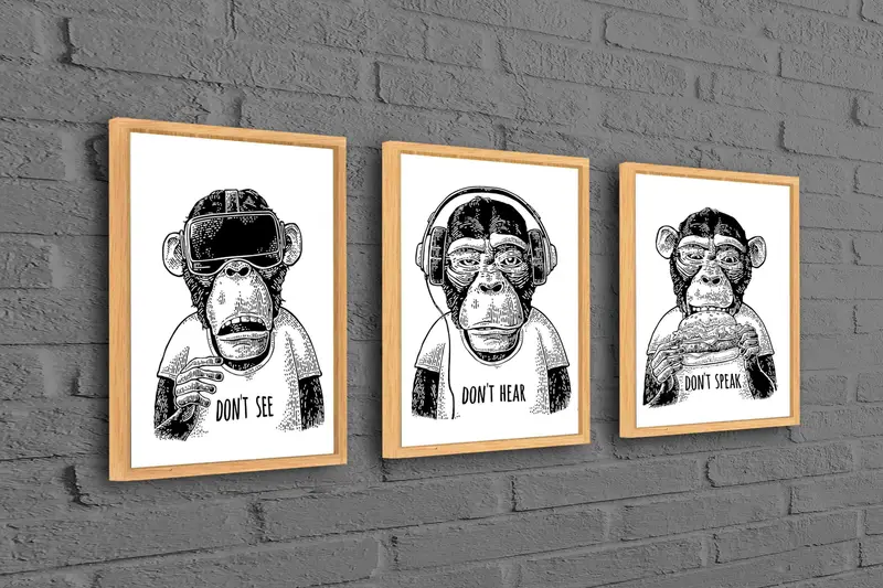 Elegante abstrakte Affen-Leinwand: Weiser Affe-Kunstdruck