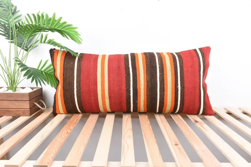 Pet Cushion Case, Cushion Case, Kilim Cushion Sham, Boho Pillow Sham Cover, Vintage Kilim Pillow, Pet Pillow, 16x36 Red Pillow - 1