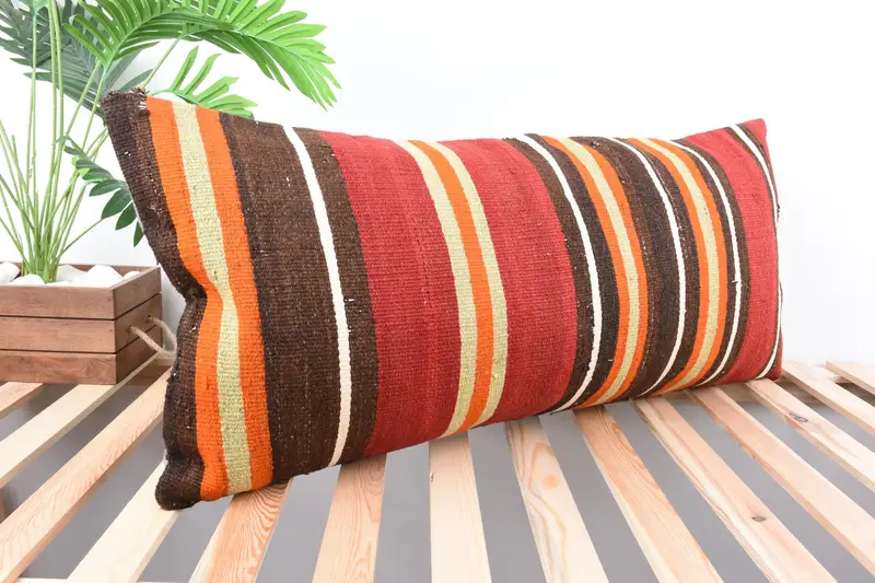 Pet Cushion Case, Cushion Case, Kilim Cushion Sham, Boho Pillow Sham Cover, Vintage Kilim Pillow, Pet Pillow, 16x36 Red Pillow - 4