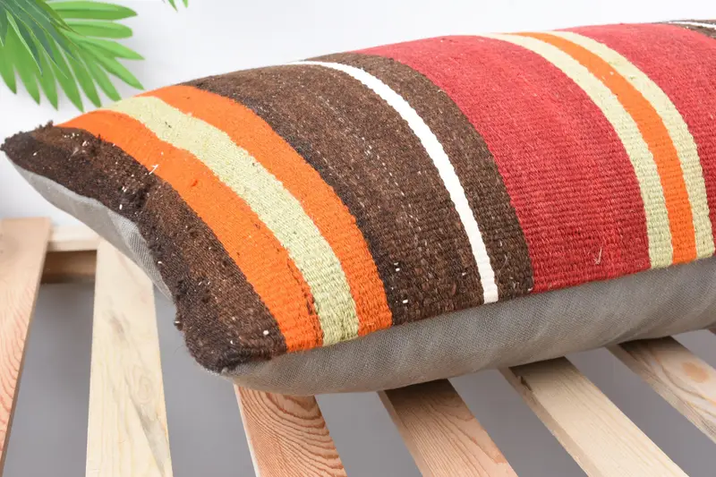Pet Cushion Case, Cushion Case, Kilim Cushion Sham, Boho Pillow Sham Cover, Vintage Kilim Pillow, Pet Pillow, 16x36 Red Pillow - 6