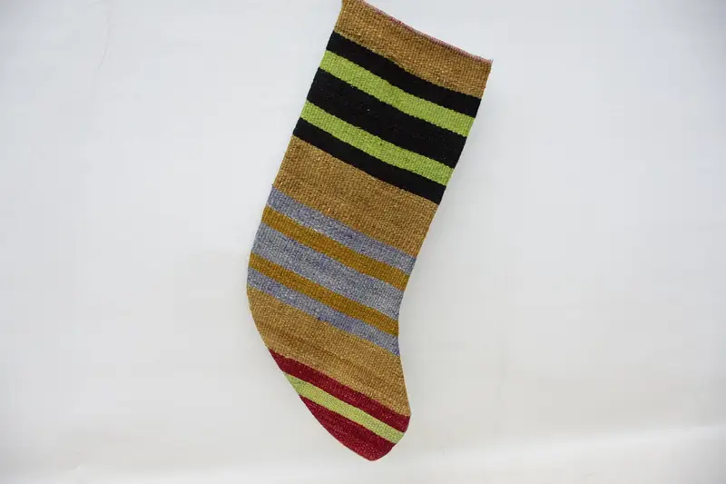 Bronz Süs Desenli, Kahverengi 9 inç Noel Çorabı