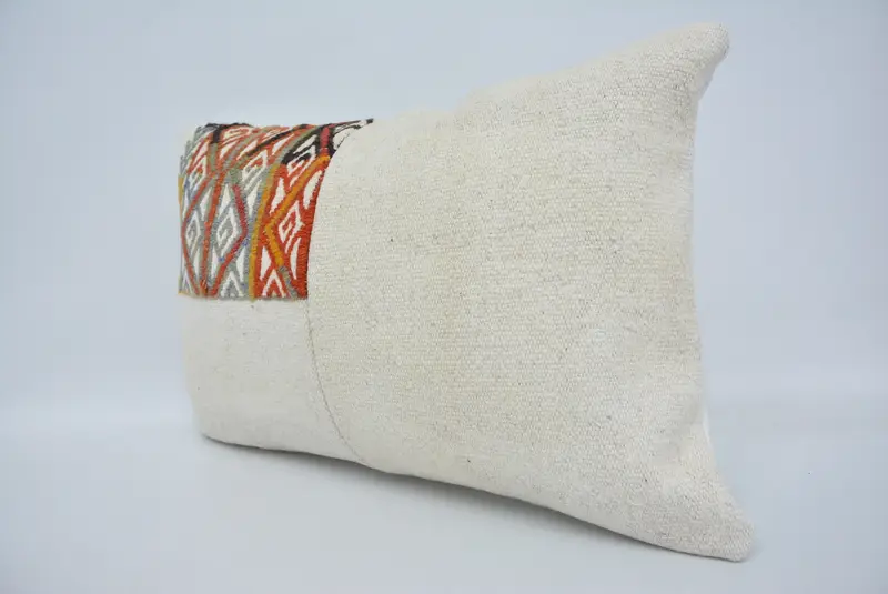 Vintage Pillow, Cushion, Pillow for Couch, Tapestry Cushion, 16x24 White Pillow Case, Ethnical Kilim Rug Pillow - 4