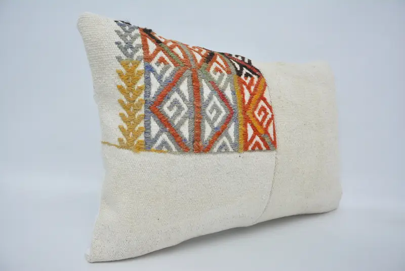 Vintage Pillow, Cushion, Pillow for Couch, Tapestry Cushion, 16x24 White Pillow Case, Ethnical Kilim Rug Pillow - 3