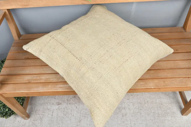 Antique Pillows, 24x24 Beige Pillow Case, Kilim Cushion Sham, Sustainable Cushion Case, Farmhouse Pillow Cover, Pillow Case, Boho Pillow - 2