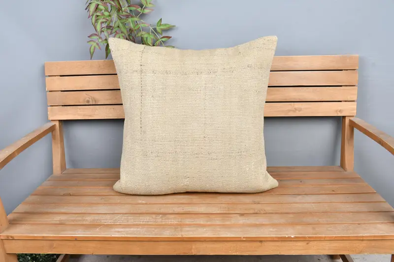 Antique Pillows, 24x24 Beige Pillow Case, Kilim Cushion Sham, Sustainable Cushion Case, Farmhouse Pillow Cover, Pillow Case, Boho Pillow - 6