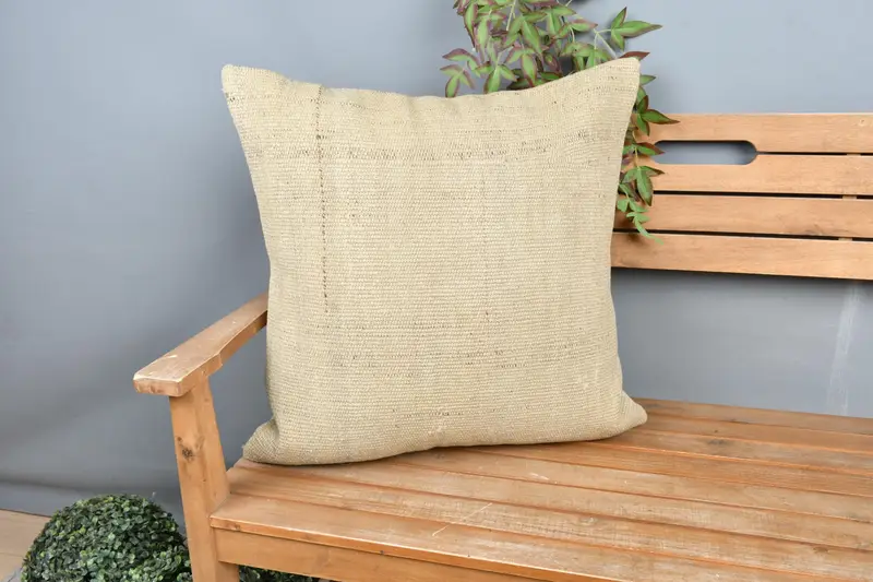 Antique Pillows, 24x24 Beige Pillow Case, Kilim Cushion Sham, Sustainable Cushion Case, Farmhouse Pillow Cover, Pillow Case, Boho Pillow - 1