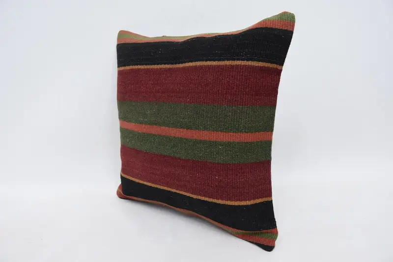 Kilim Pillow, Pillow Sham, Turkish Pillow, Aesthetic Pillow Case, Vintage Kilim Throw Pillow, Customized Cushion Cover, 14x14 Red Pillow Case - 4