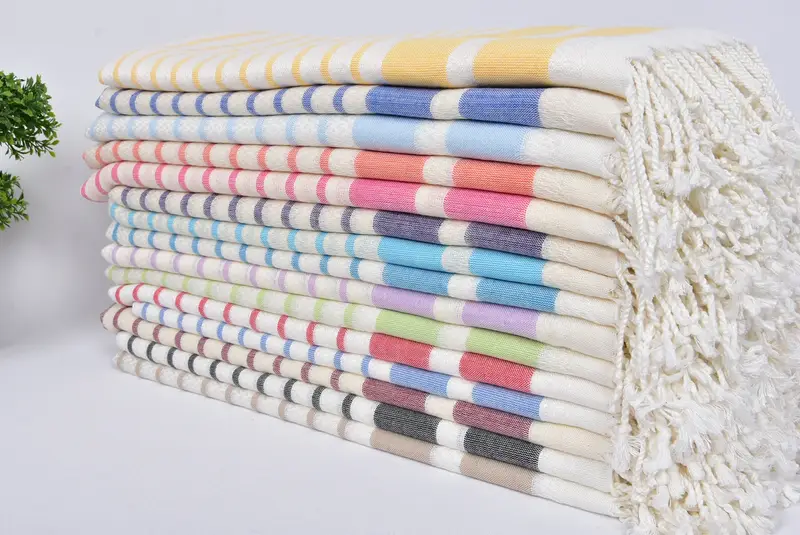 Employee Gifts, Bridal Shower Gift, Absorbent towel, Beach towel, Sand-resistant Turkish towel for the beach, 70x40 Cotton Striped Towel - 2