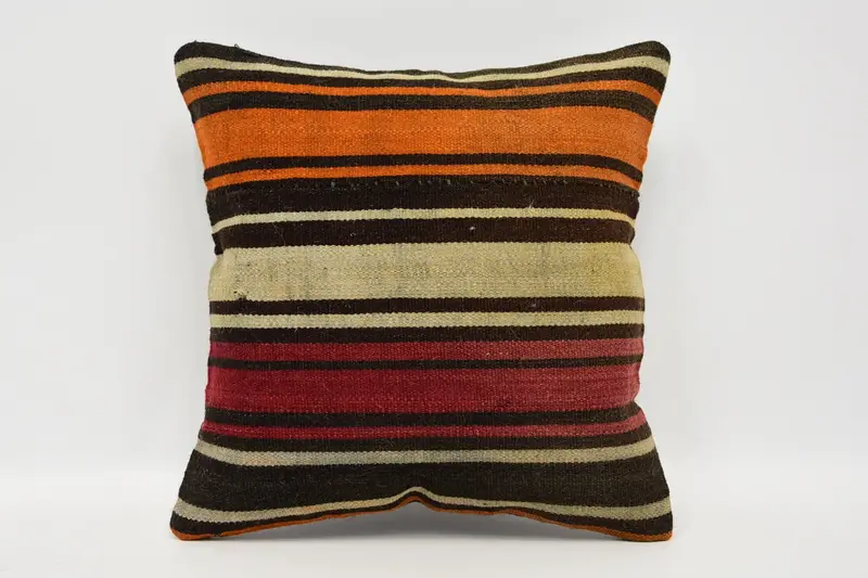 Sofa Pillow Sham, Handmade Rug Seat Cushion, Kilim Pillow Cover, Pillow Cover, 12x12 Brown Cushion Cover, Kilim Pillow, Pillow for Couch - 1