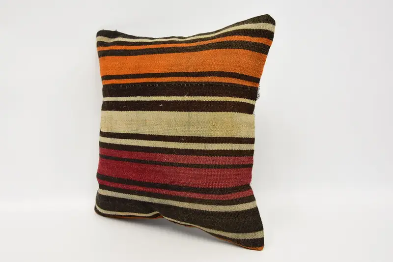 Sofa Pillow Sham, Handmade Rug Seat Cushion, Kilim Pillow Cover, Pillow Cover, 12x12 Brown Cushion Cover, Kilim Pillow, Pillow for Couch - 4